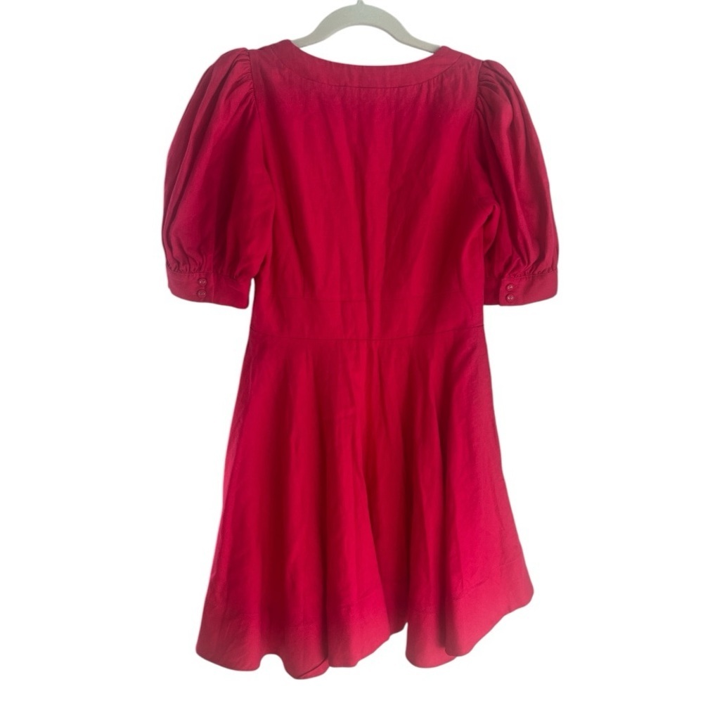 House of Harlow Pink Puff Sleeve Fit‎ Flare Linen Blend Dress Size 4 - Picture 3 of 11